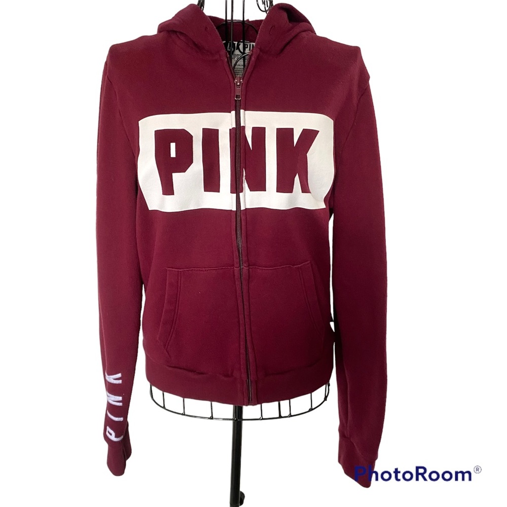 PINK Victoria's Secret Full Zip Front Logo Hoodie Size S
